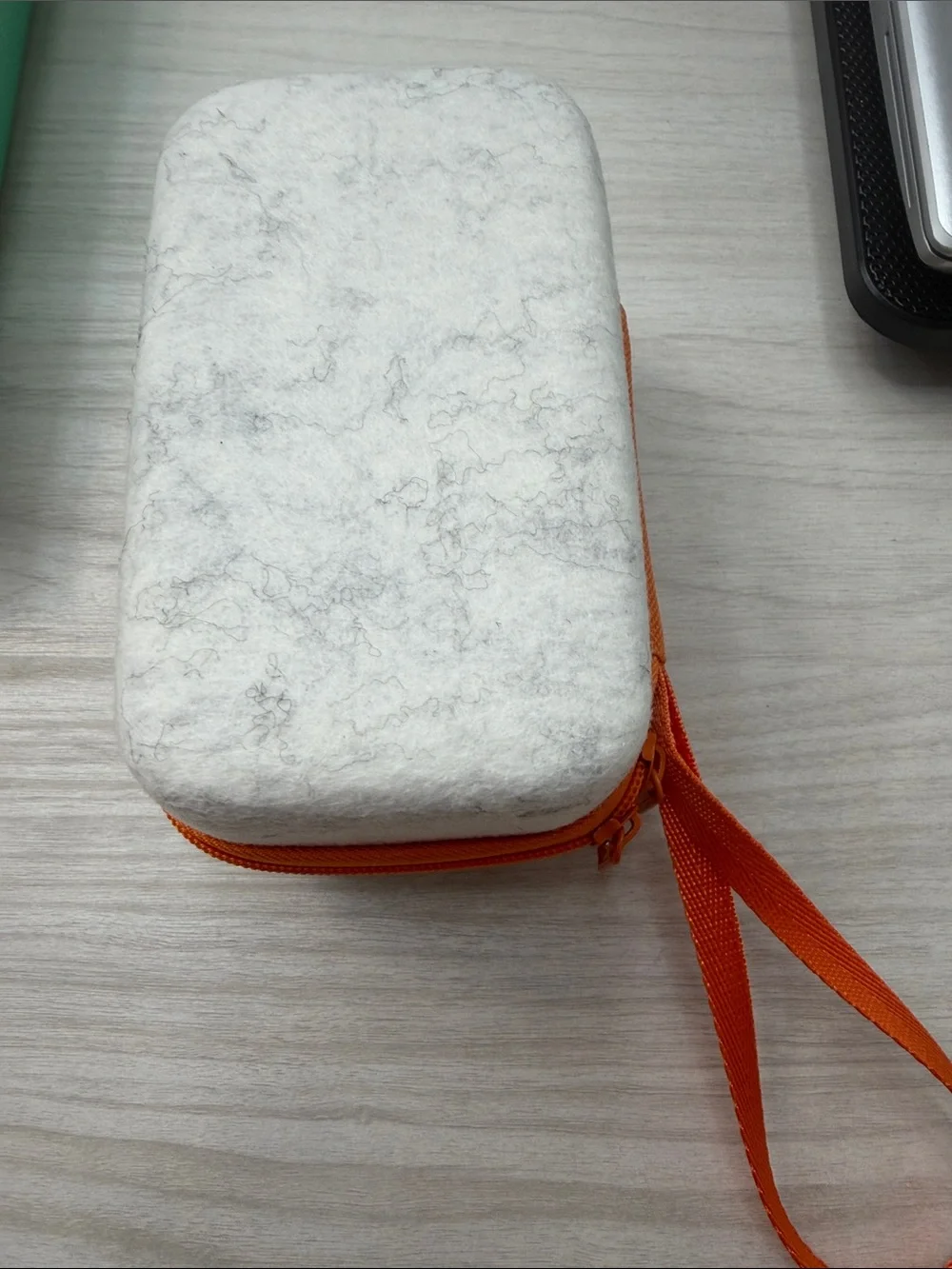 Grey Felt Storage Cube with Orange Zip Closure